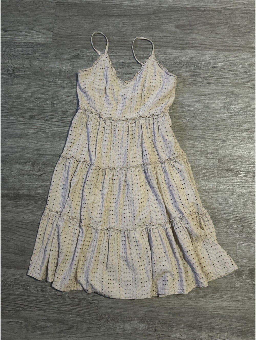 Sim & Sam Beige Boho Tiered Cottagecore Prairie Peasant Flowy Earthy Beige Small
